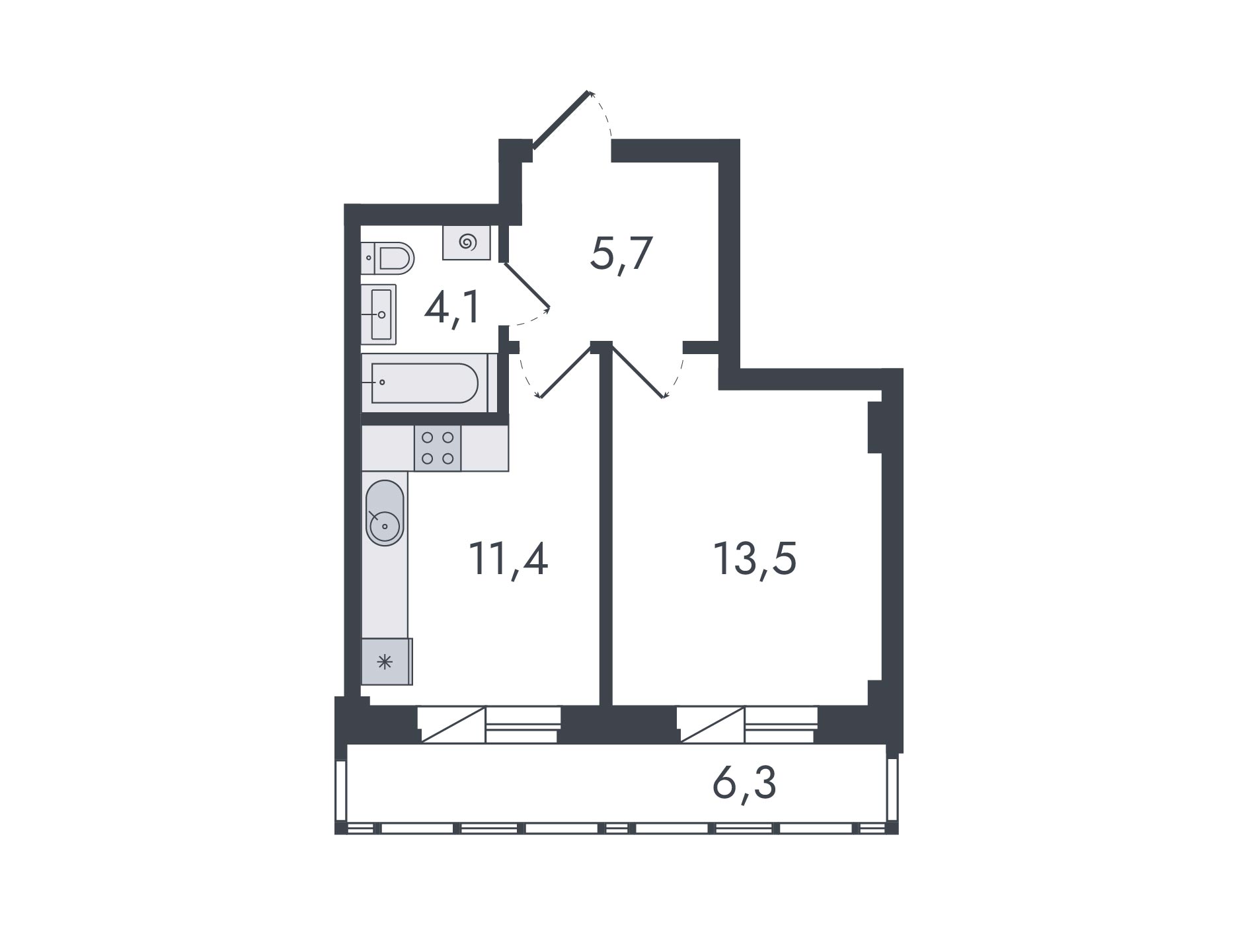 планировка квартиры 41 м2